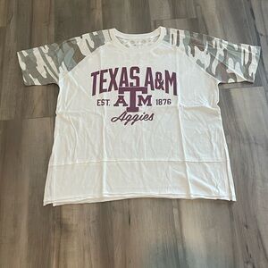 Texas A&M Aggies t shirt camo and white size small medium women’s t shirt tee